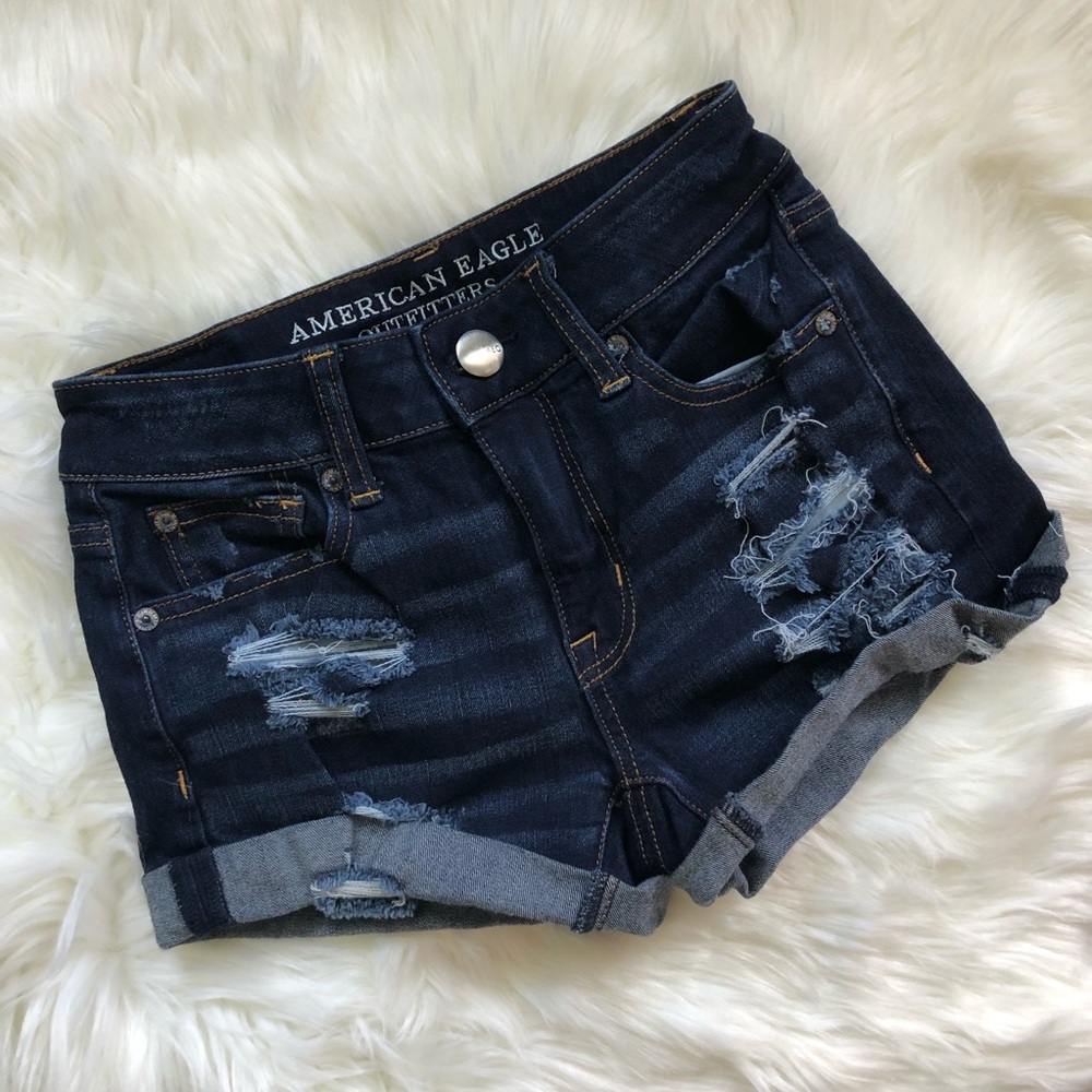 American Eagle Distressed Hi-Rise Shortie (Sz 00)